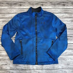 Under Armour Youth Kids Boys Full Zip Jacket Blue Black L LG Large Zip Pockets